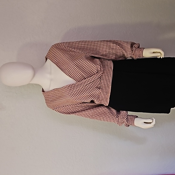 VTG H&M DIVIDED Tattersall Cropped Surplice Blouson Long Sleeve Blouse - Picture 3 of 7